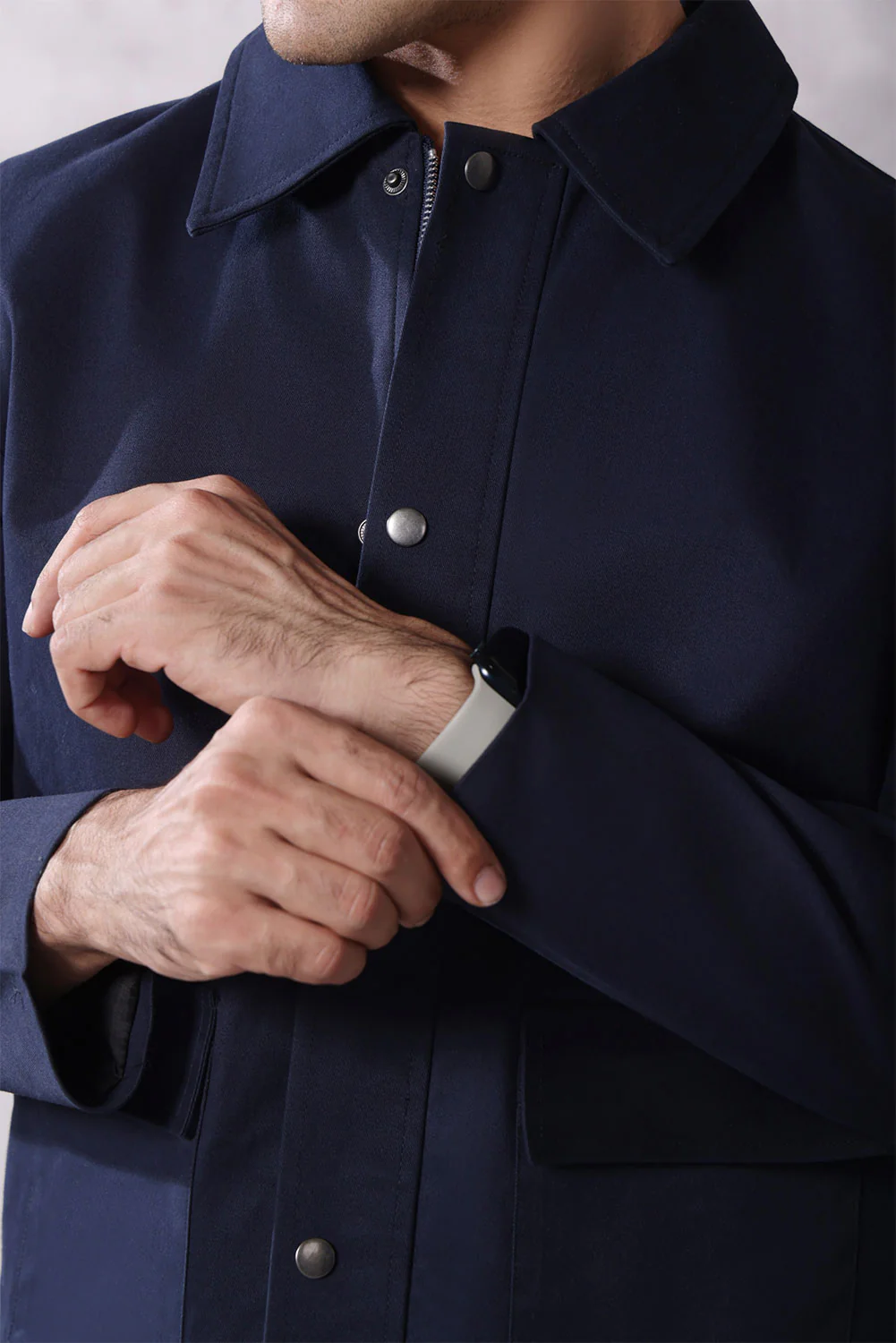 Navy Twill Regular Fit Jacket With Pockets - Image 5