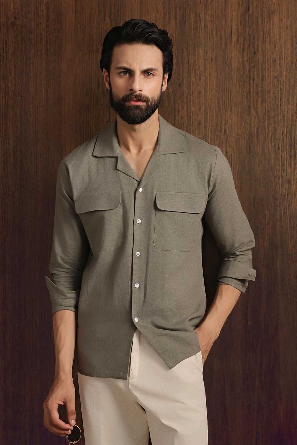 Sahara Olive Lux Linen Shirt - Image 3