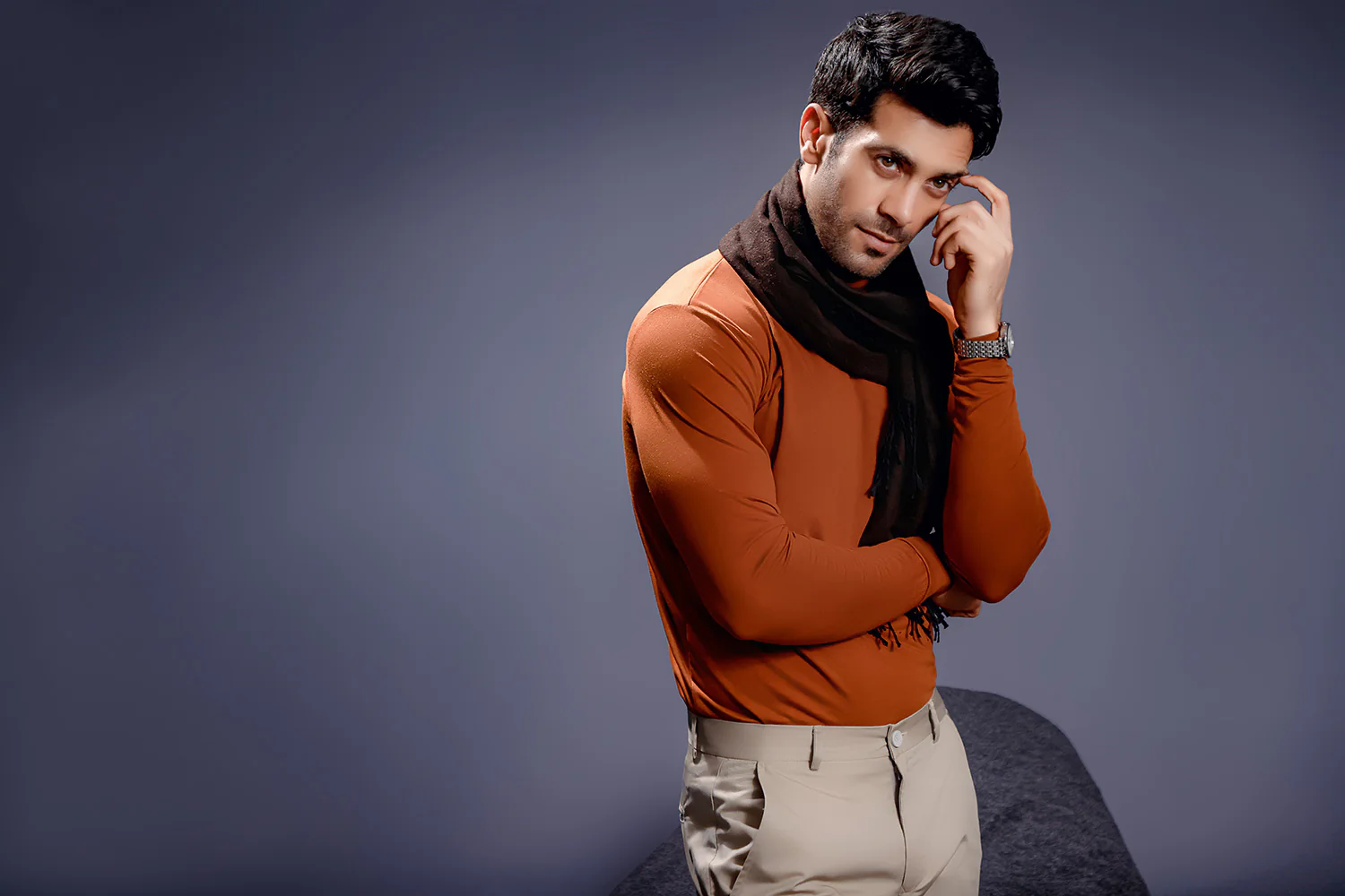 Tan Full Sleeves Turtle Neck - Image 5