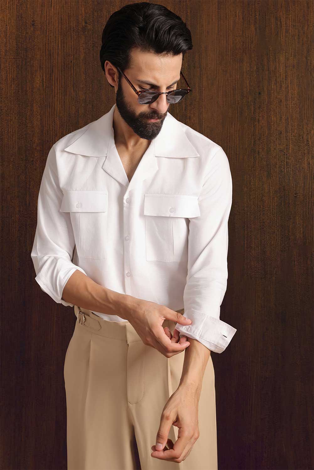 White Cuban Vice Linen Shirt - Image 3
