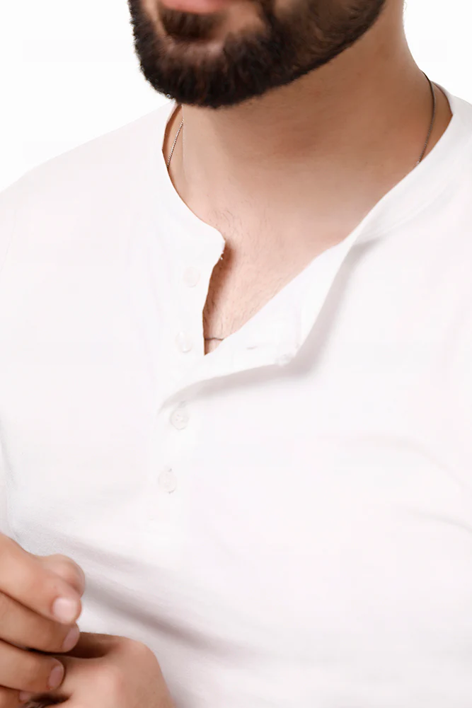 White Full Sleeves Henley - Image 3