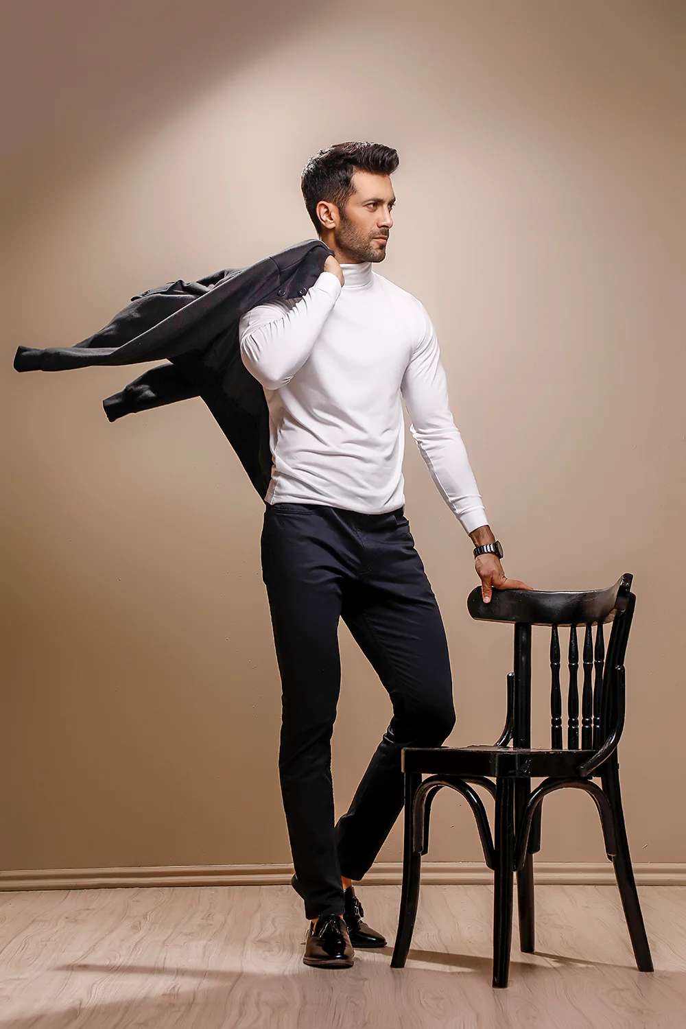 White Full Sleeves Turtle Neck - Image 3