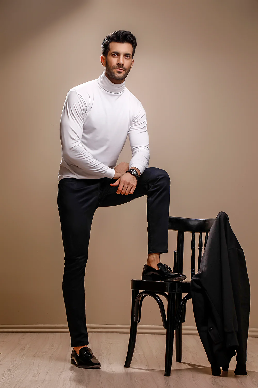 White Full Sleeves Turtle Neck - Image 4