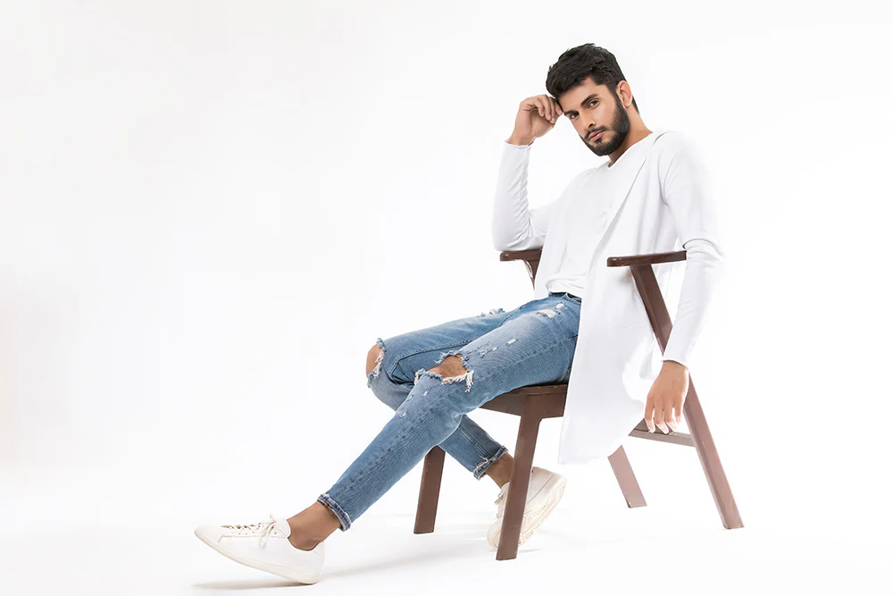 White Long Line Hoodie - Image 3