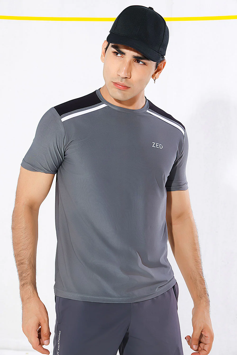 ZED Grey Active Stripe Performance Training T-shirt - Image 4